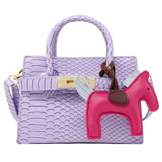 Patent Crocodile Pony Handbag - Lavender