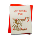Letterpress Longhorn Christmas Greeting Card