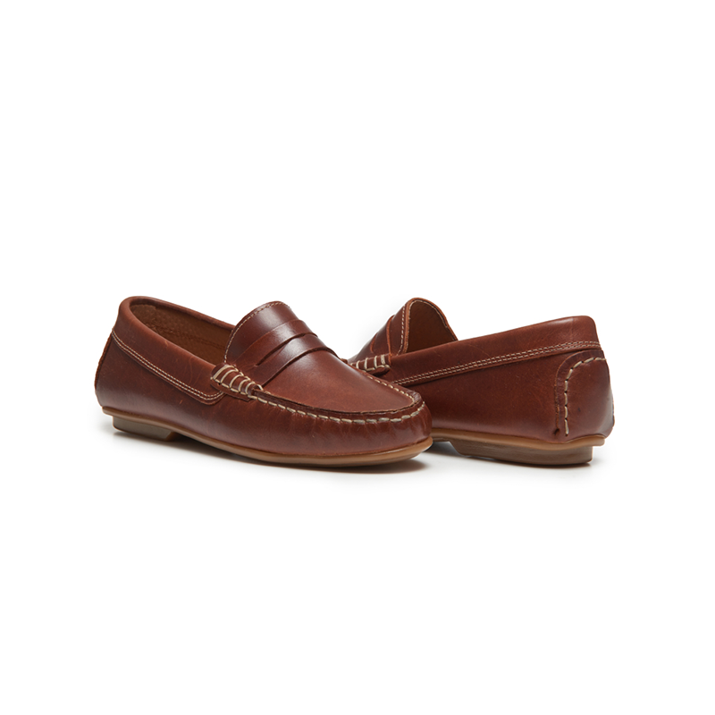 Children Chic Leather Penny Loafers in Brown