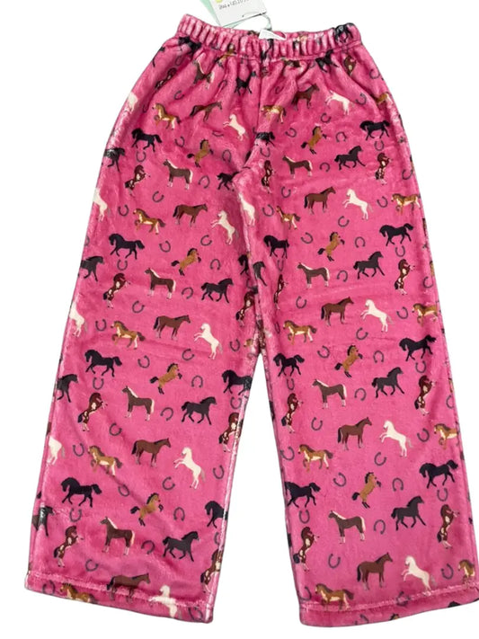 Macaron + Me Cozy Western Pink Plush Pants