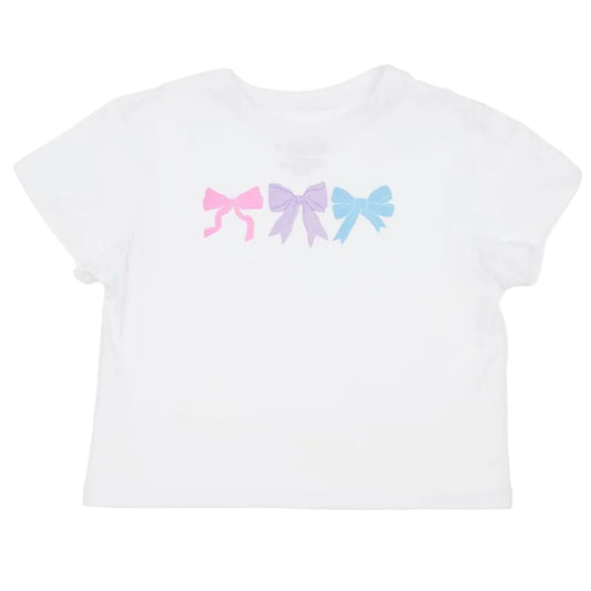 Pastel Bows Boxy Tee- White