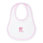 Magnolia Baby Darling Cowboy Boots Bib- Pink