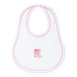 Magnolia Baby Darling Cowboy Boots Bib- Pink