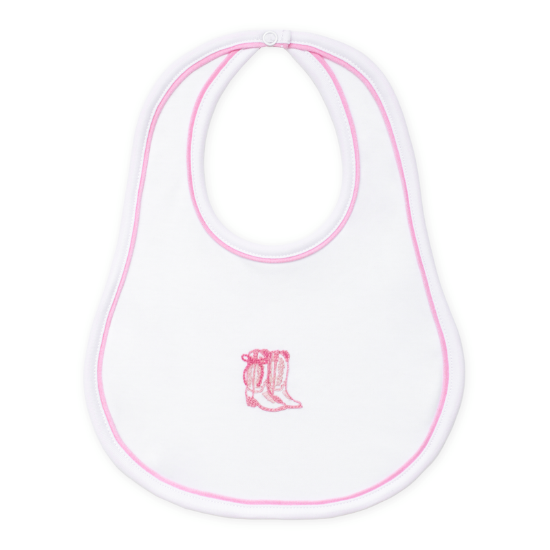 Magnolia Baby Darling Cowboy Boots Bib- Pink