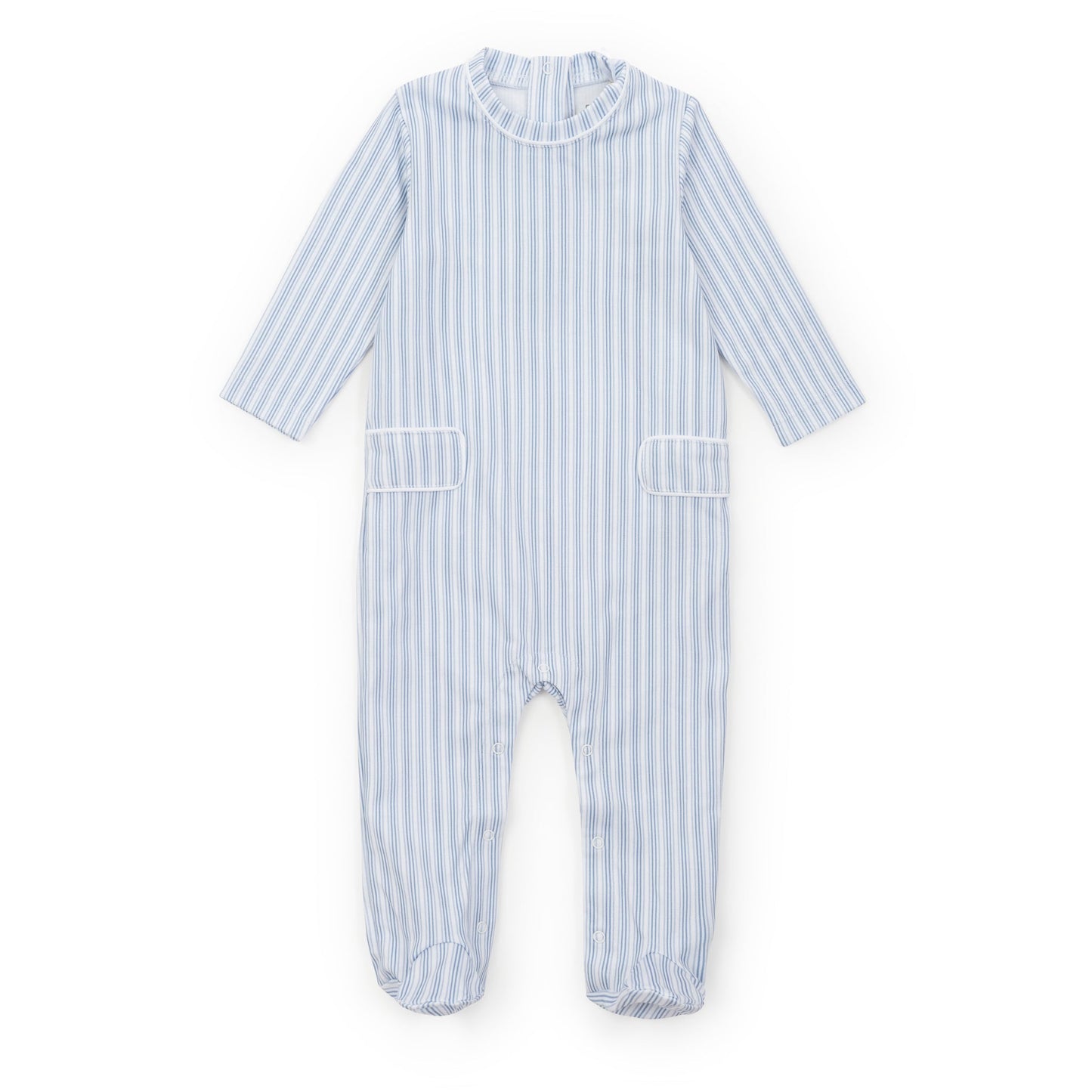 Lila and Hayes Preston Boys' Romper - Stripes in Blue