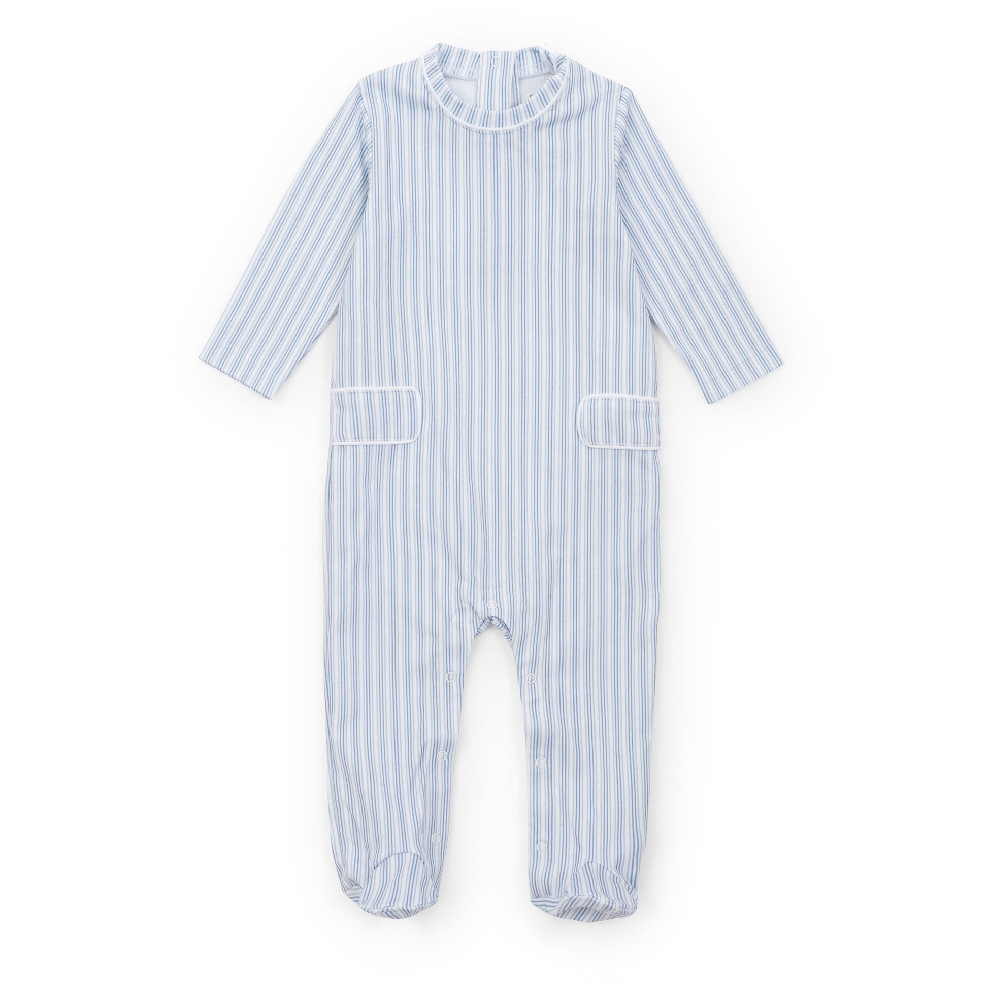 Lila and Hayes Preston Boys' Romper - Stripes in Blue