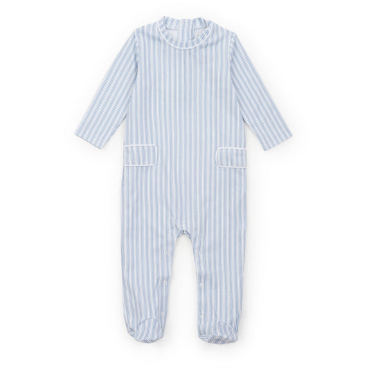 Lila and Hayes Preston Boys' Romper - Stripes in Blue