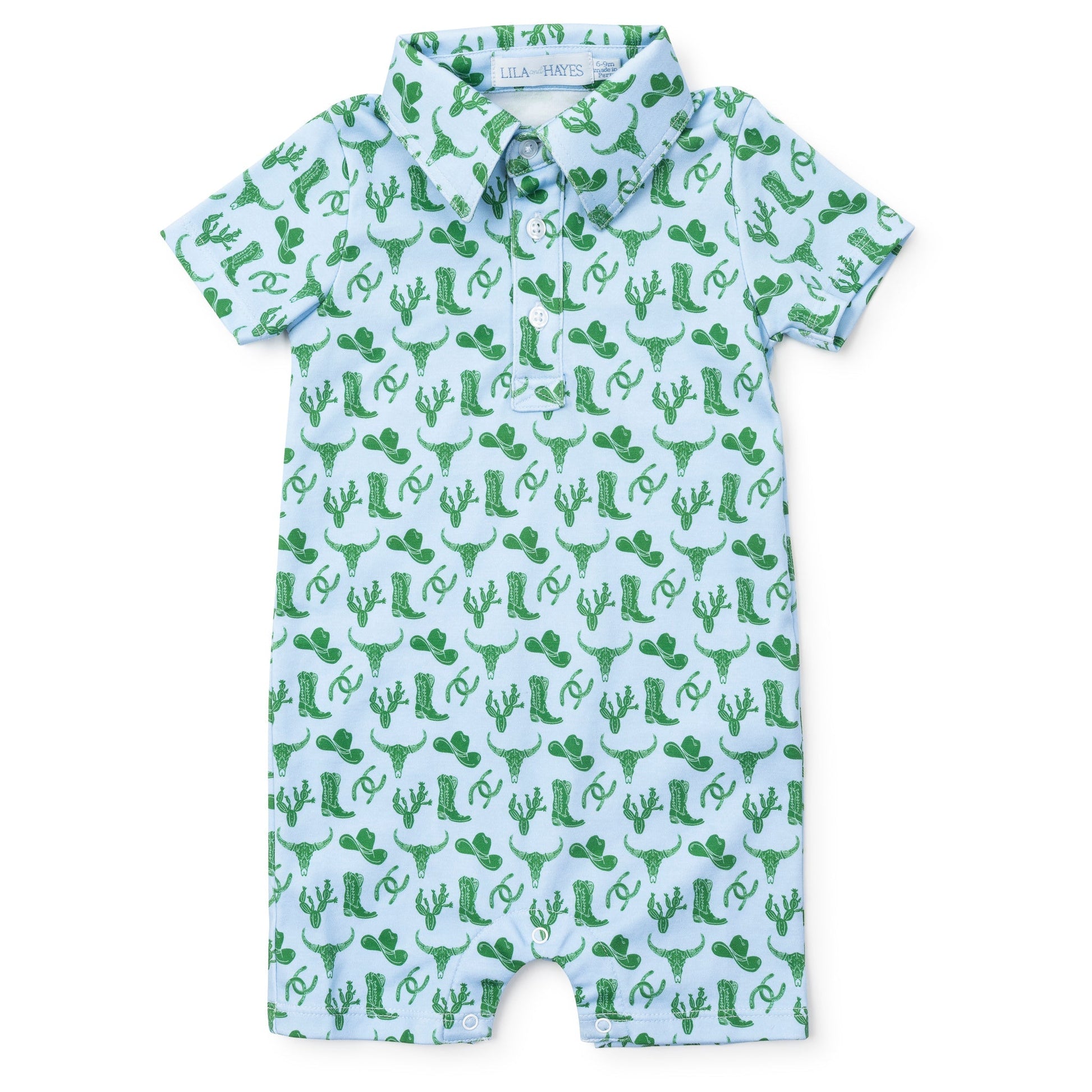 Lila and Hayes Tripp Boys' Polo Shortall - Wild West Blue