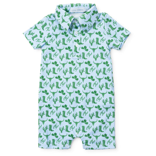 Lila and Hayes Tripp Boys' Polo Shortall - Wild West Blue