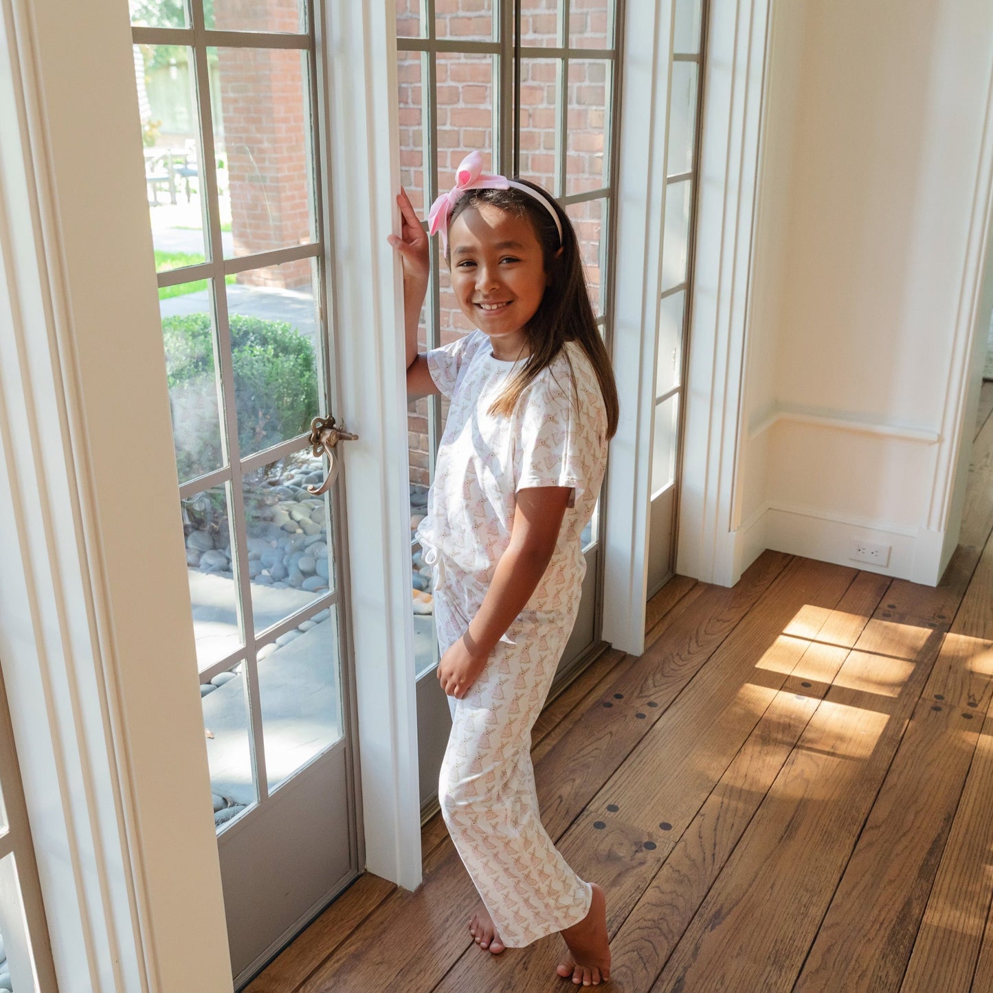 Merrick Girls' Pant Set - Easter Bunnies Pink