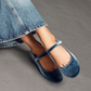 Classic Velvet Mary Janes in Blue