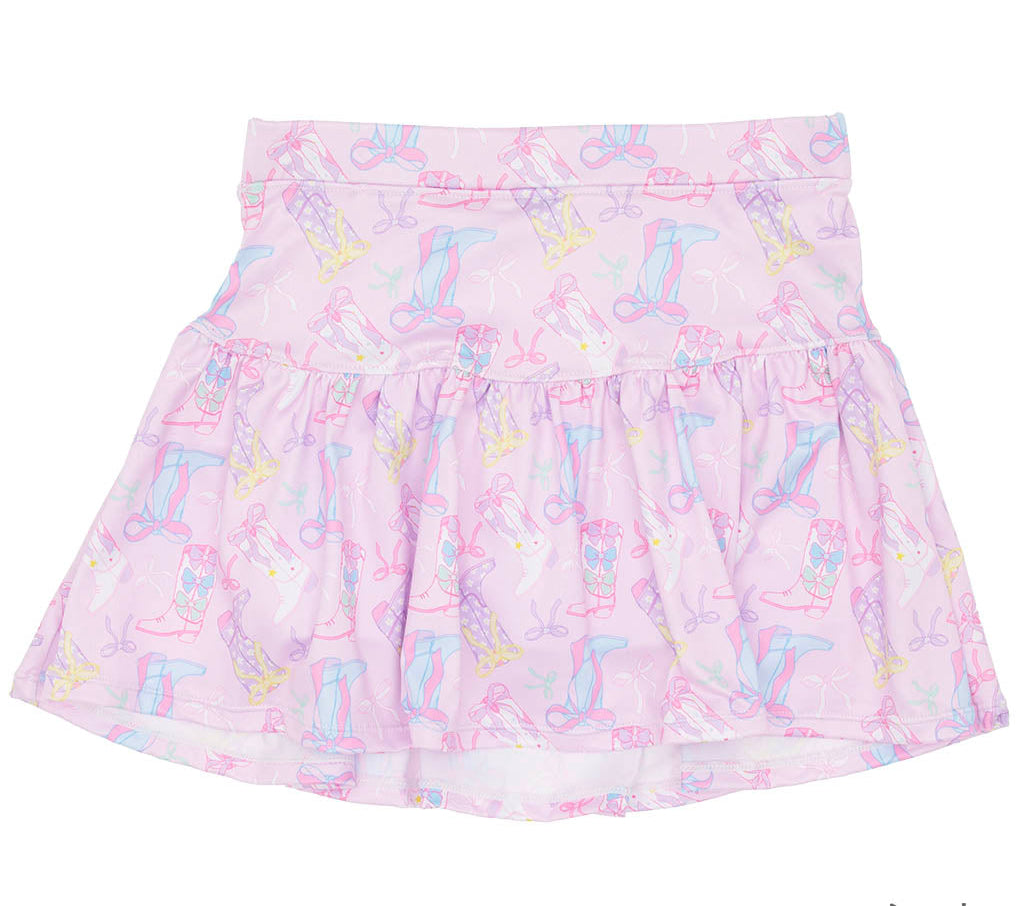 Gathered Skort - Rodeo Boots and Bows