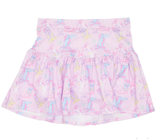 Gathered Skort - Rodeo Boots and Bows