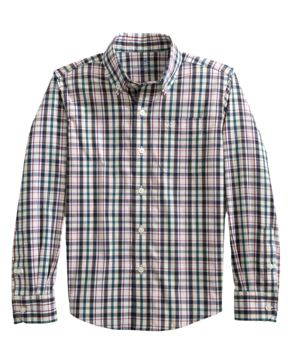 Southern Tide Boy's Charleston Master Plaid Sport Shirt- Forest Biome