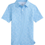 Southern Tide Driver Beach Palms Printed Performance Polo- Ocean Channel