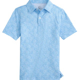 Southern Tide Driver Beach Palms Printed Performance Polo- Ocean Channel