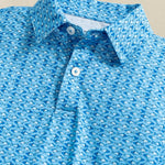 Southern Tide Boys Driver Fish Printed Performance Polo- Ocean Channel