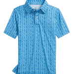 Southern Tide Boys Driver Fish Printed Performance Polo- Ocean Channel