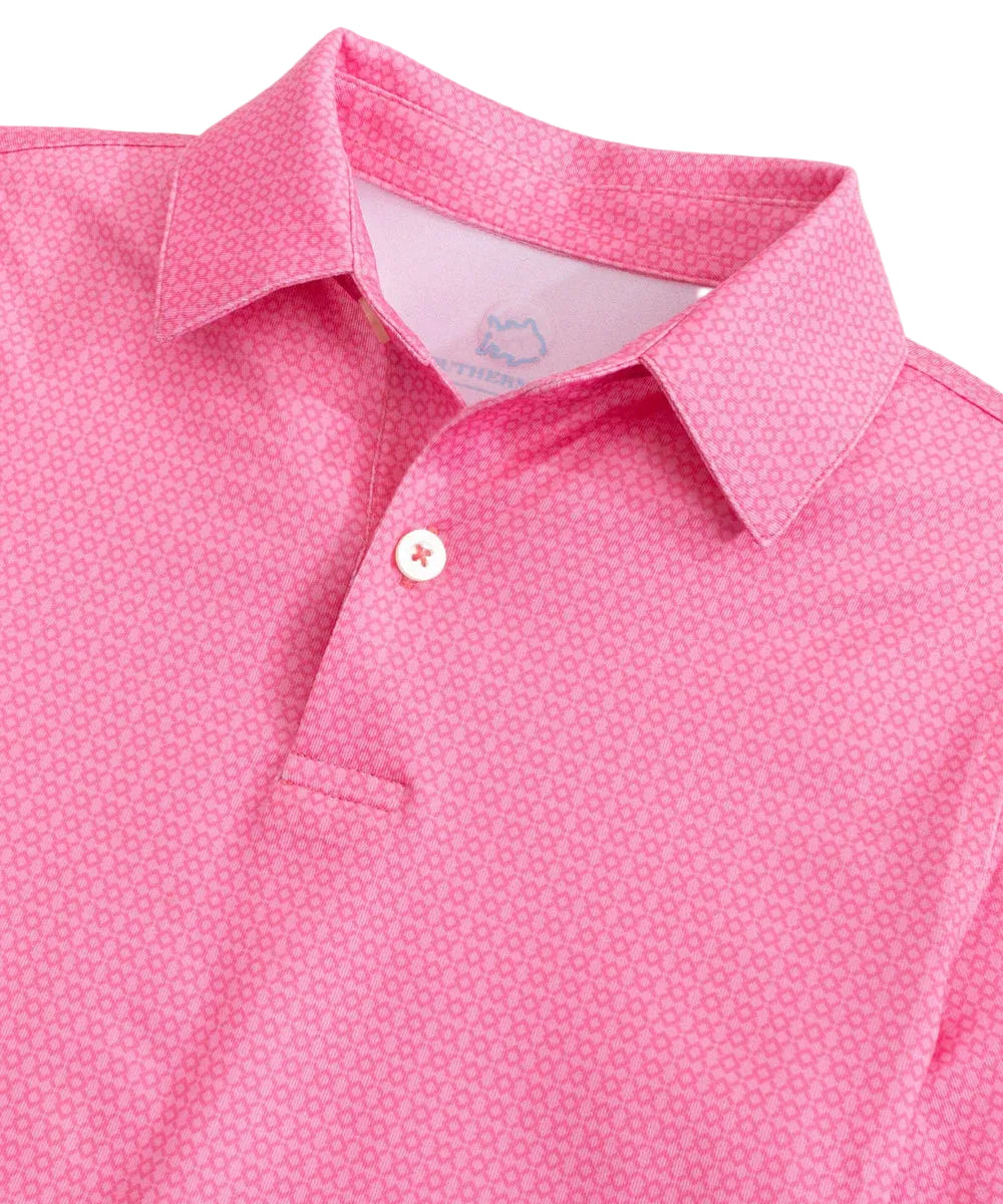 Driver Seaside Geo Printed Performance Polo- Sea Pink
