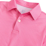 Driver Seaside Geo Printed Performance Polo- Sea Pink