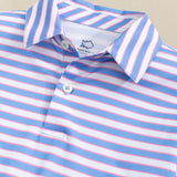 Driver Waterway Stripe Performance Polo- Ocean Channel