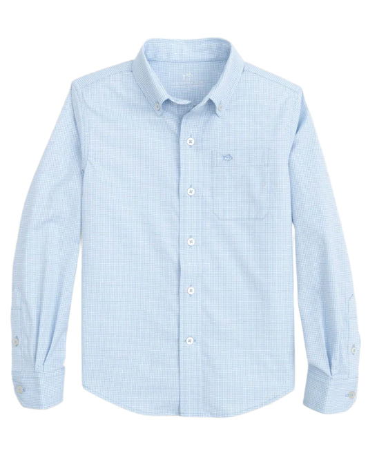 Southern Tide Intercoastal Mini Gingham Sport Shirt- Tide Blue