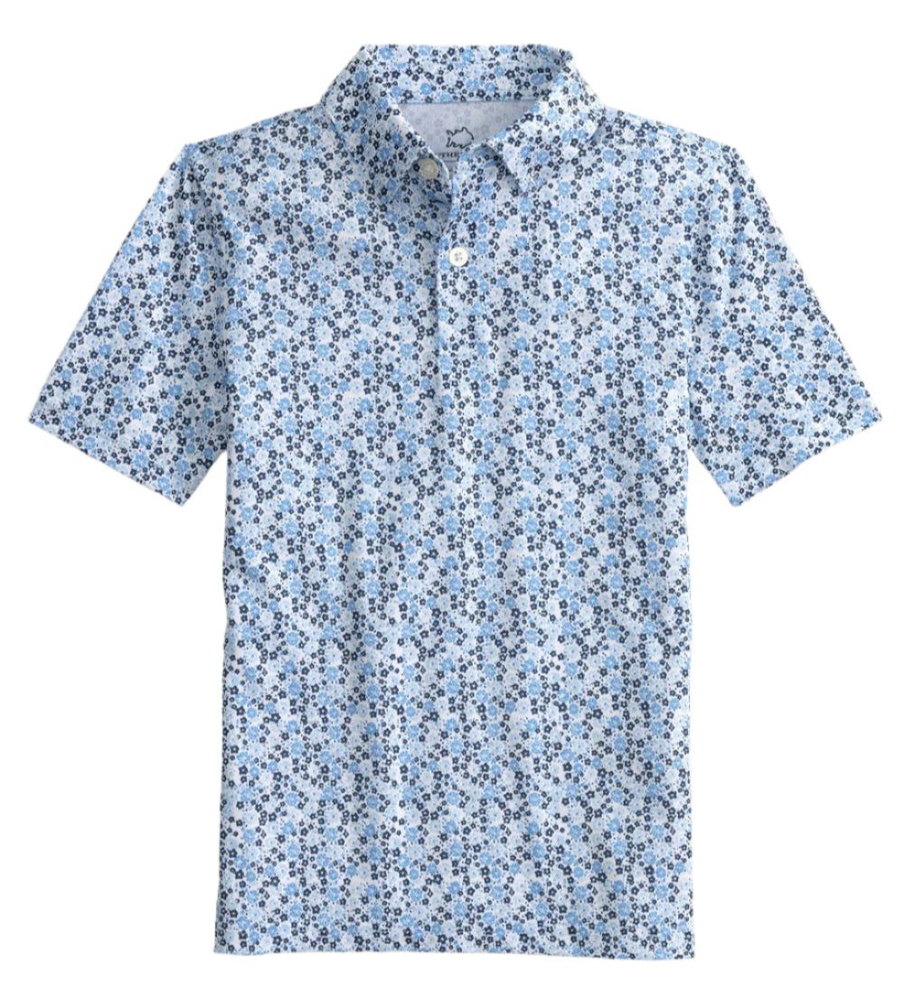 Southern Tide Petal Party Performance Polo- Blue