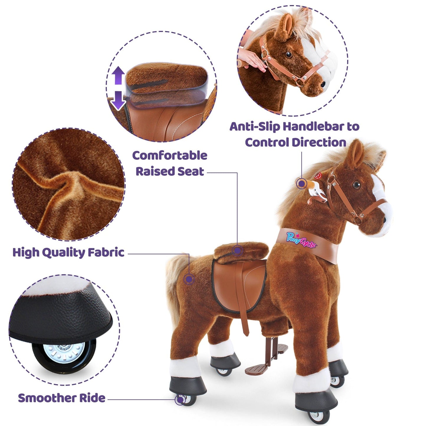 Model U® Ride‑On Pony Toy Riding Horse Age 4‑7 Brown