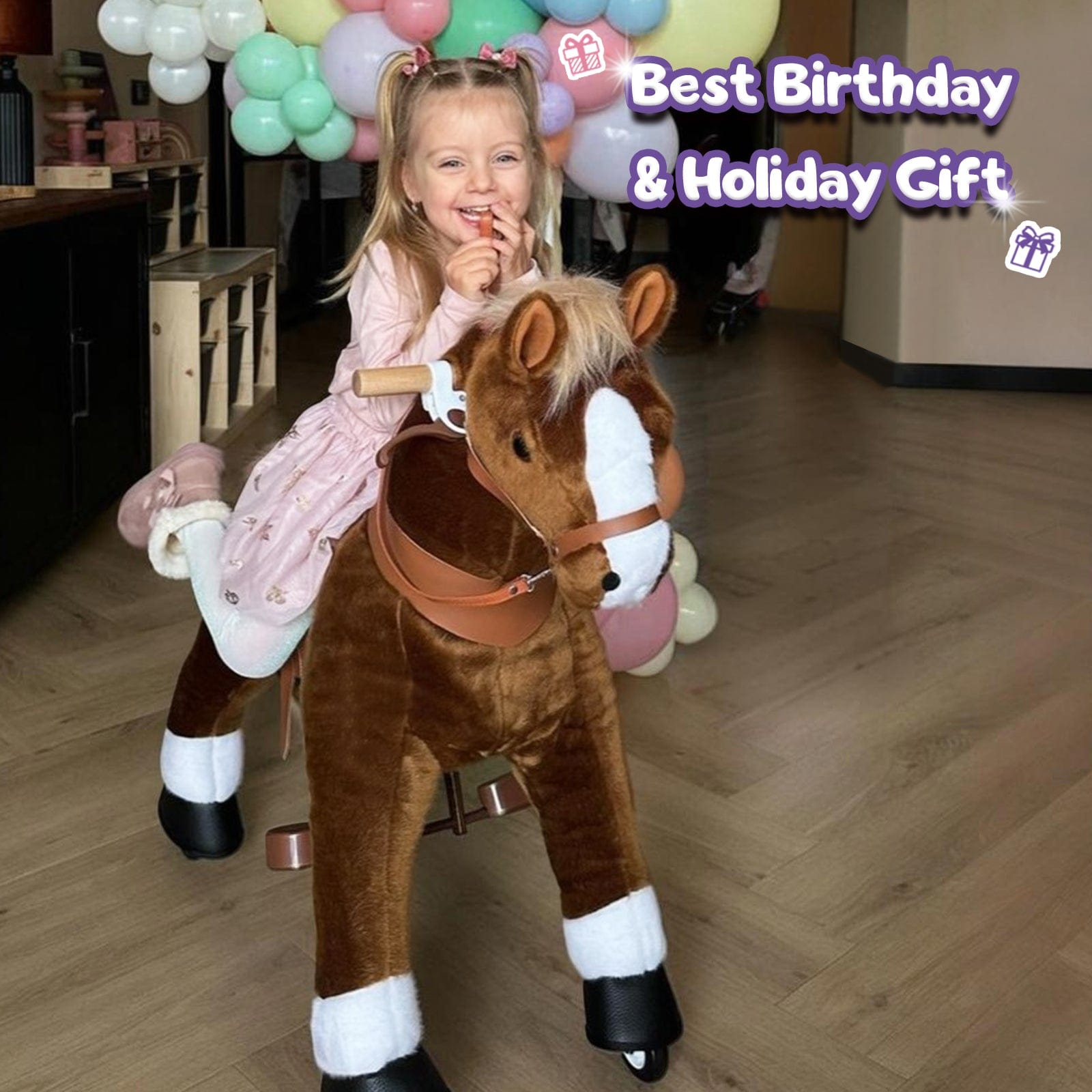 Model U® Ride‑On Pony Toy Riding Horse Age 4‑7 Brown