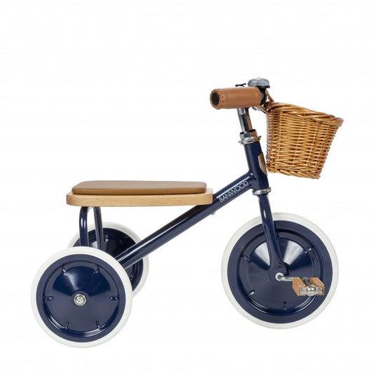 Banwood Bikes Trike with Wicker Basket - Navy Tricycle
