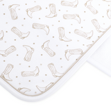Magnolia Baby Darling Cowboy Boots Printed Burp Cloth- Ivory