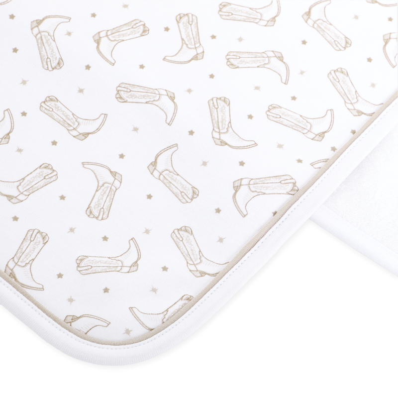 Magnolia Baby Darling Cowboy Boots Printed Burp Cloth- Ivory