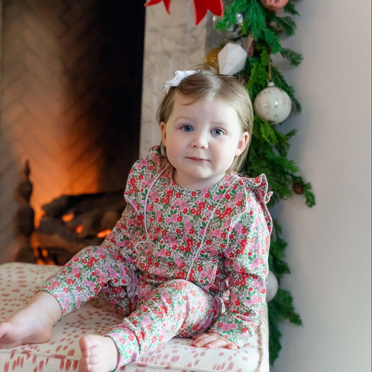 Lila and Hayes Evelyn Girls' Romper - Floral Noel