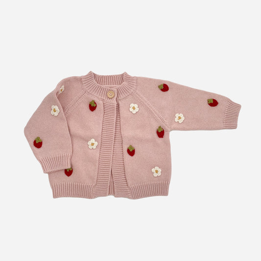 The Blueberry Hill Cotton Strawberry Flower Cardigan