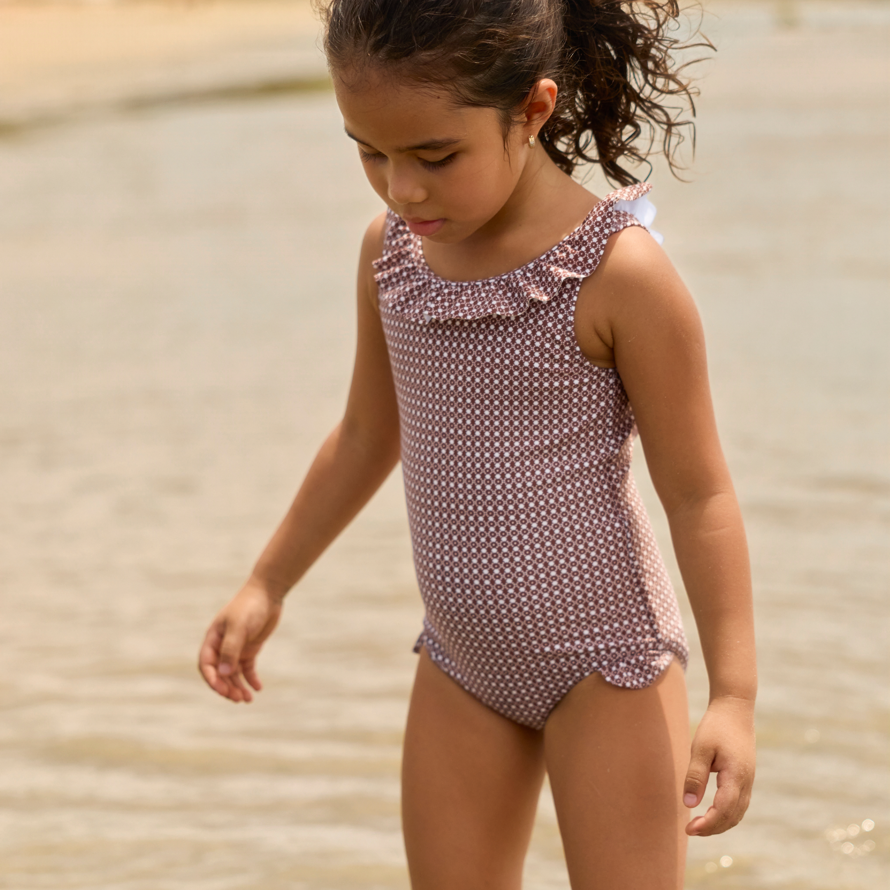 Minnow Girls Cafe Flora Ruffle Collar One Piece