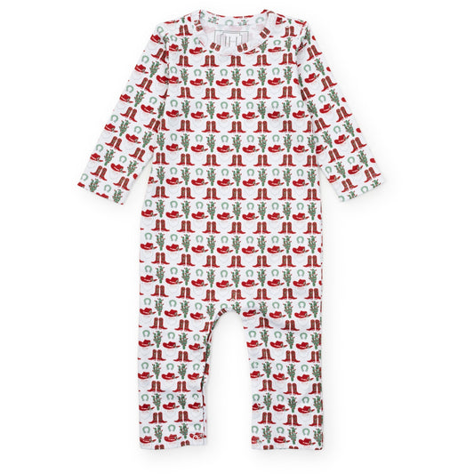 Lila and Hayes Thompson Boys' Pima Cotton Romper - Cowboy Christmas