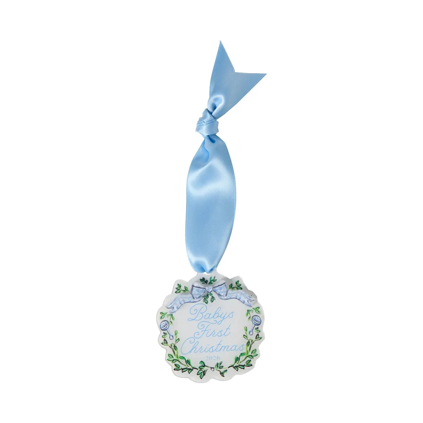 Over the Moon Baby's First Christmas Ornament- Blue