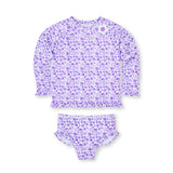 Florence Eiseman Floral Print Rashguard Swimsuit With Ruffles