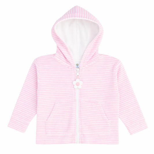 Florence Eiseman Stripe Terry Hoodie With Flower Hooded Coverup