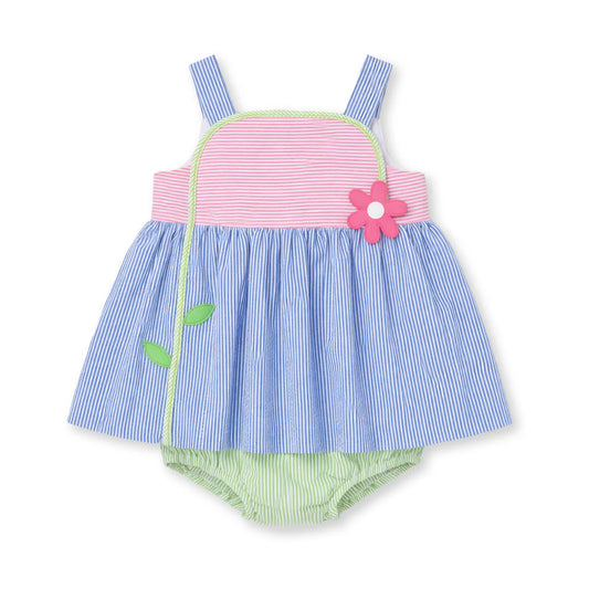 Florence Eiseman Seersucker Romper With Flower