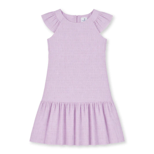 Crinkle Lawn Dress With Shirred Hem Ruffle