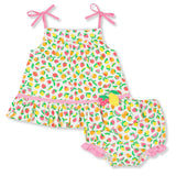Florence Eiseman Printed Seersucker Dress and Bloomers With Fruit