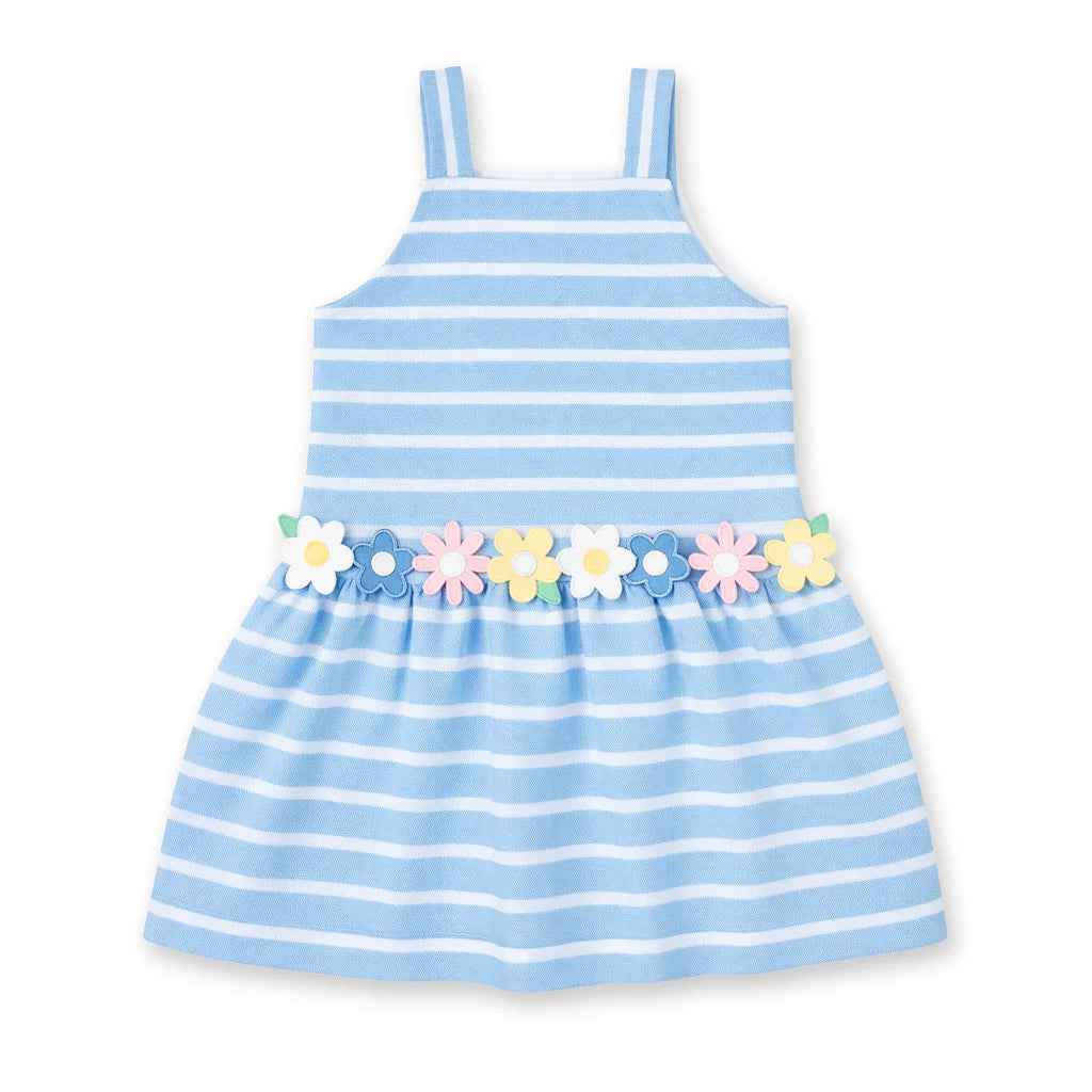 Stripe Knit Dress With Multicolor Flowers