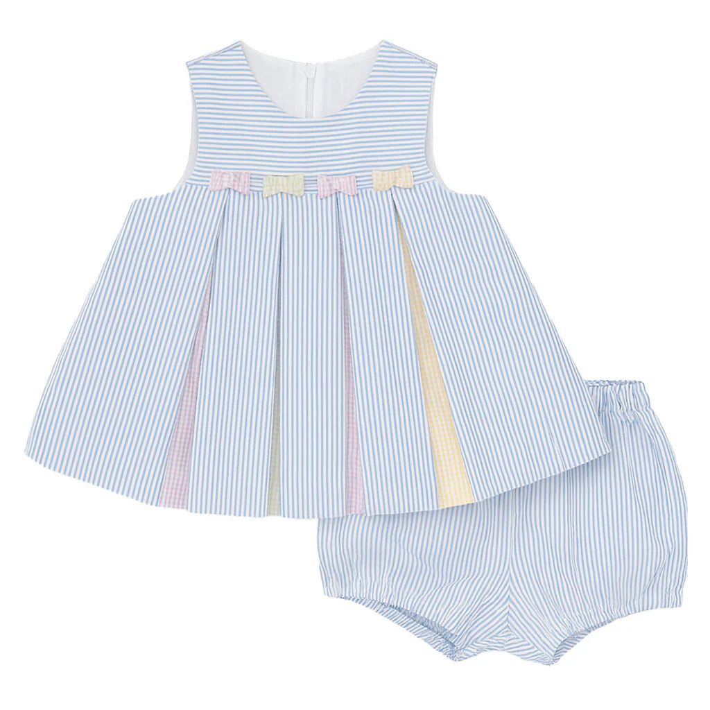 Florence Eiseman Multicolor Seersucker Dress and Bloomers