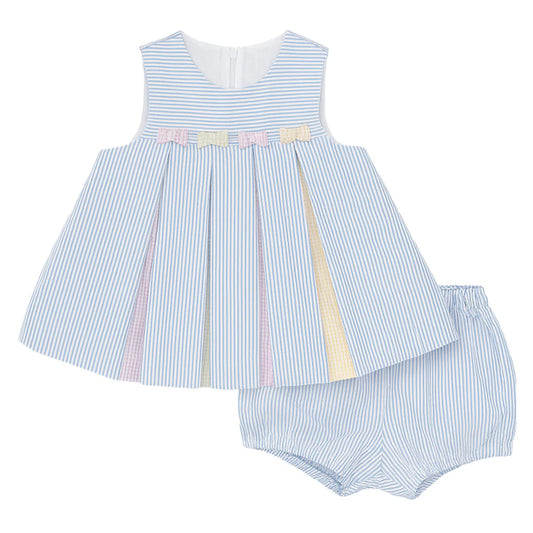 Florence Eiseman Multicolor Seersucker Dress and Bloomers