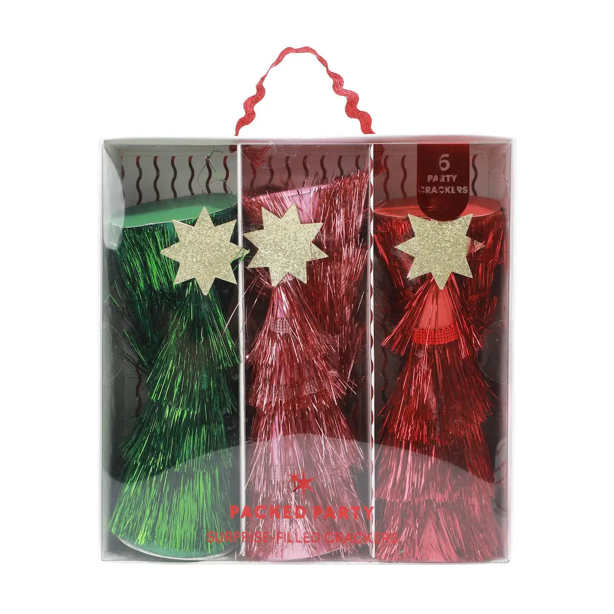 Packed Party Colorful Tinsel Christmas Tree Crackers