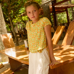 Minnow Girls Marigold Floral Puff Sleeve Shirt