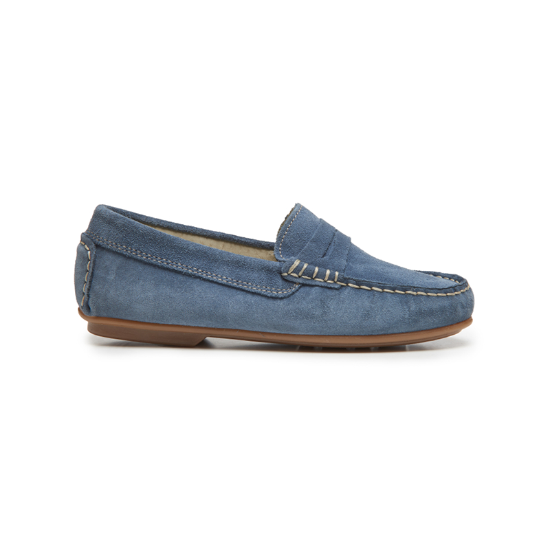 Children Chic Suede Penny Loafers in Blue