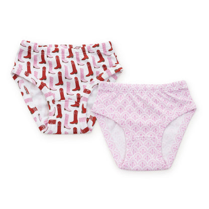 Lila and Hayes Lauren Girls' Underwear Set - City Boots and Scalloped Pink