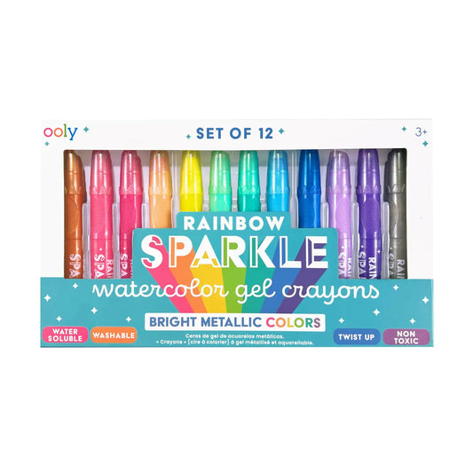 Rainbow Sparkle Metallic Watercolor Gel Crayons- Set of 12